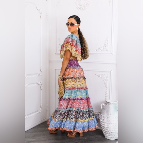 Multicolor Floral Maxi Skirt Set - Picture 4 of 12